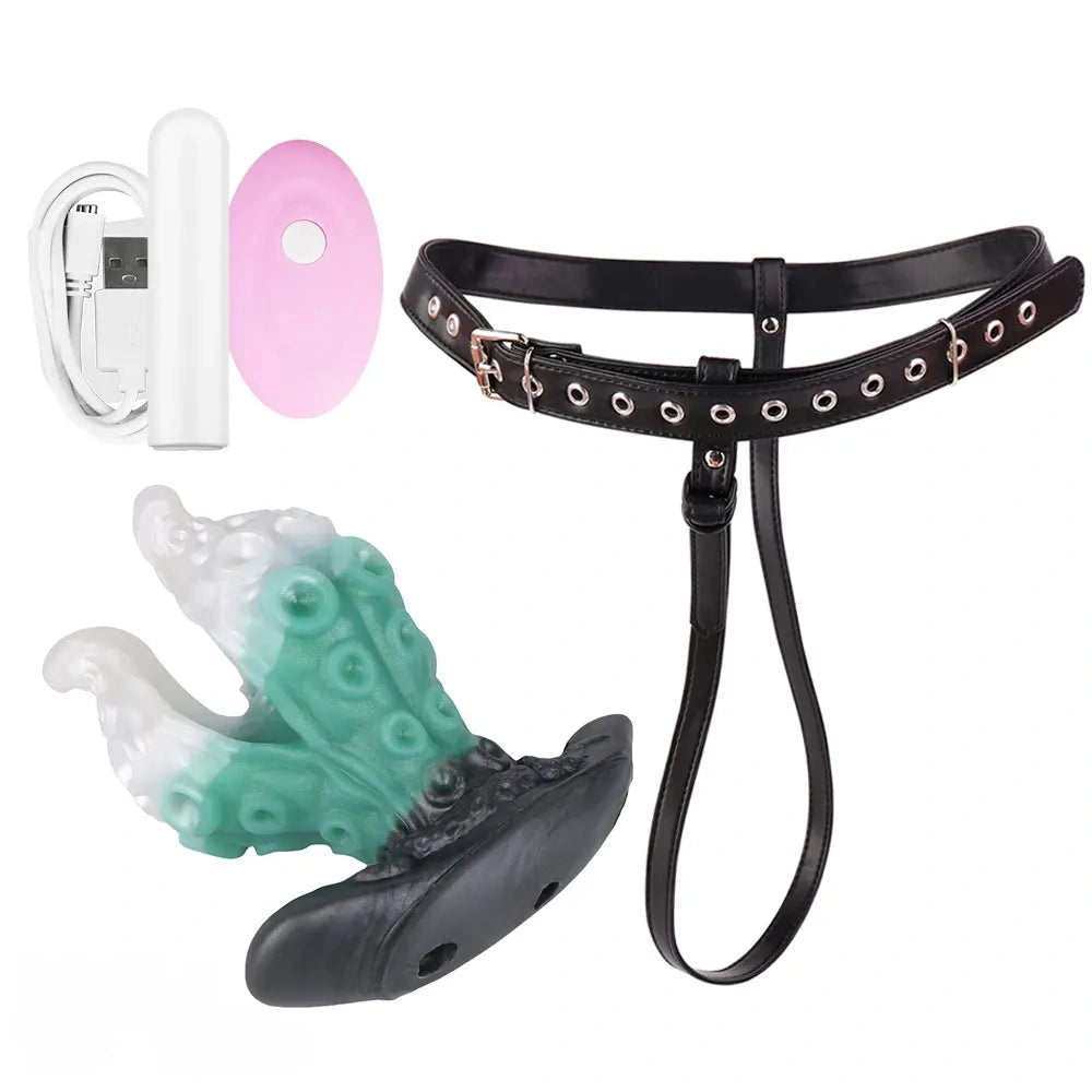 4.25in 5.15in 6.22in Fantasy Anchor Strap on Vibrating Mouth Gag Tentacle Dildo