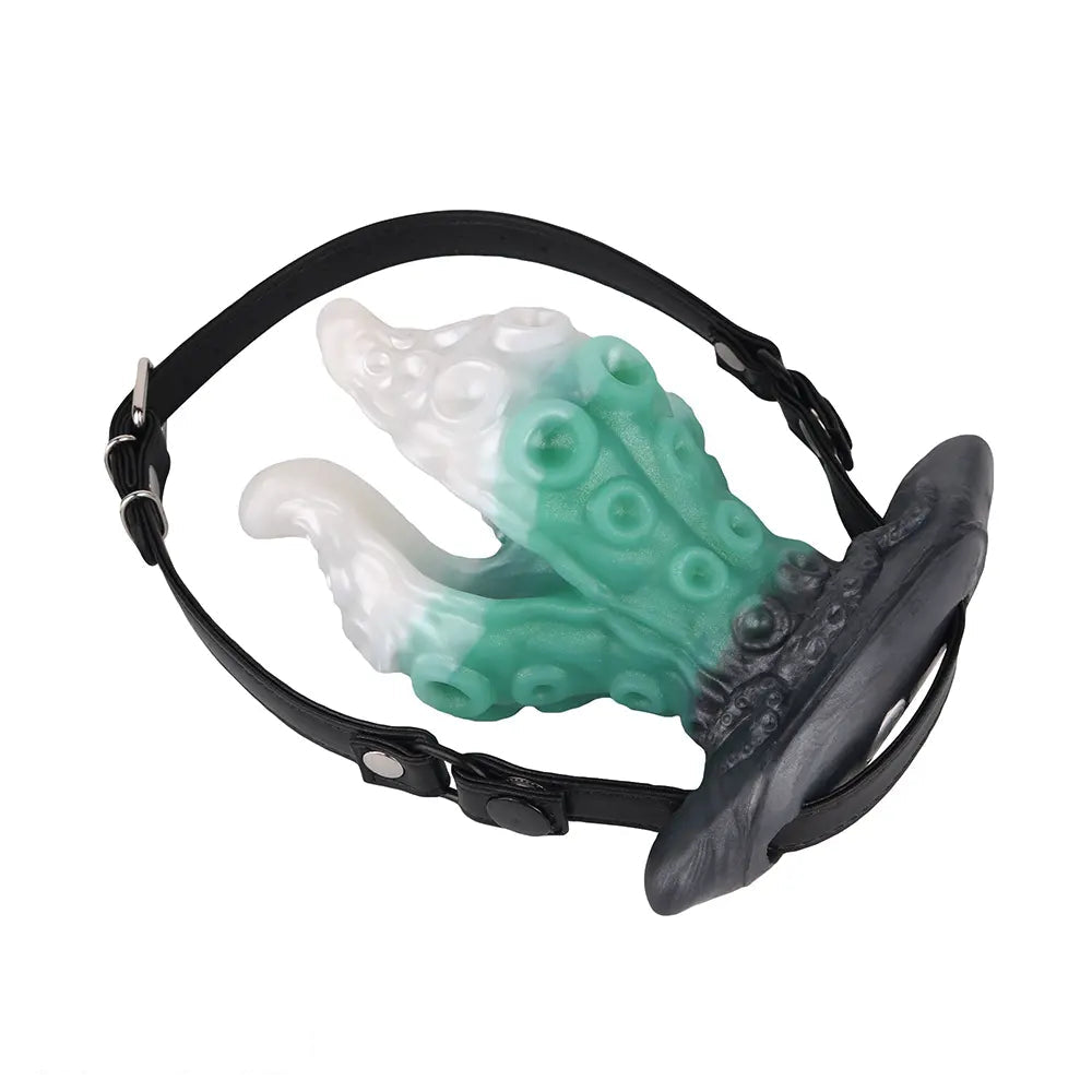 4.25in 5.15in 6.22in Fantasy Anchor Strap on Vibrating Mouth Gag Tentacle Dildo