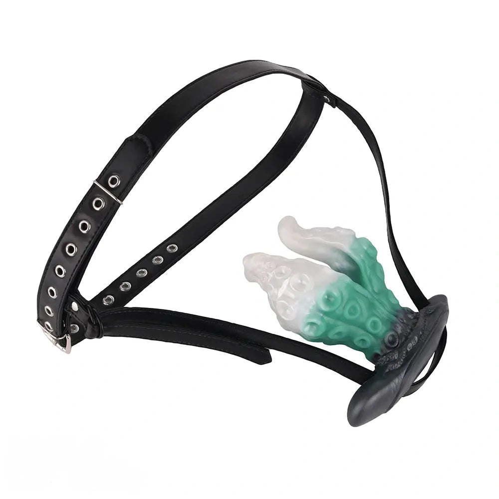 4.25in 5.15in 6.22in Fantasy Anchor Strap on Vibrating Mouth Gag Tentacle Dildo