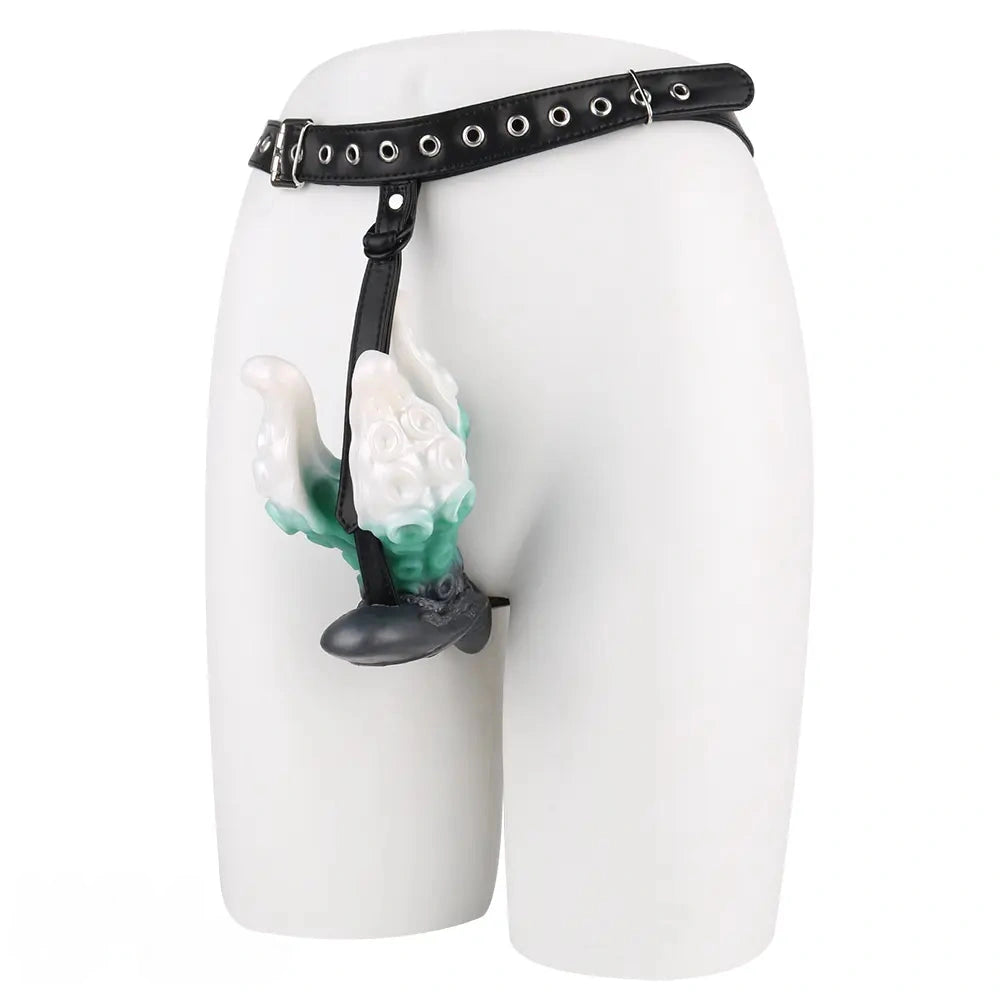4.25in 5.15in 6.22in Fantasy Anchor Strap on Vibrating Mouth Gag Tentacle Dildo