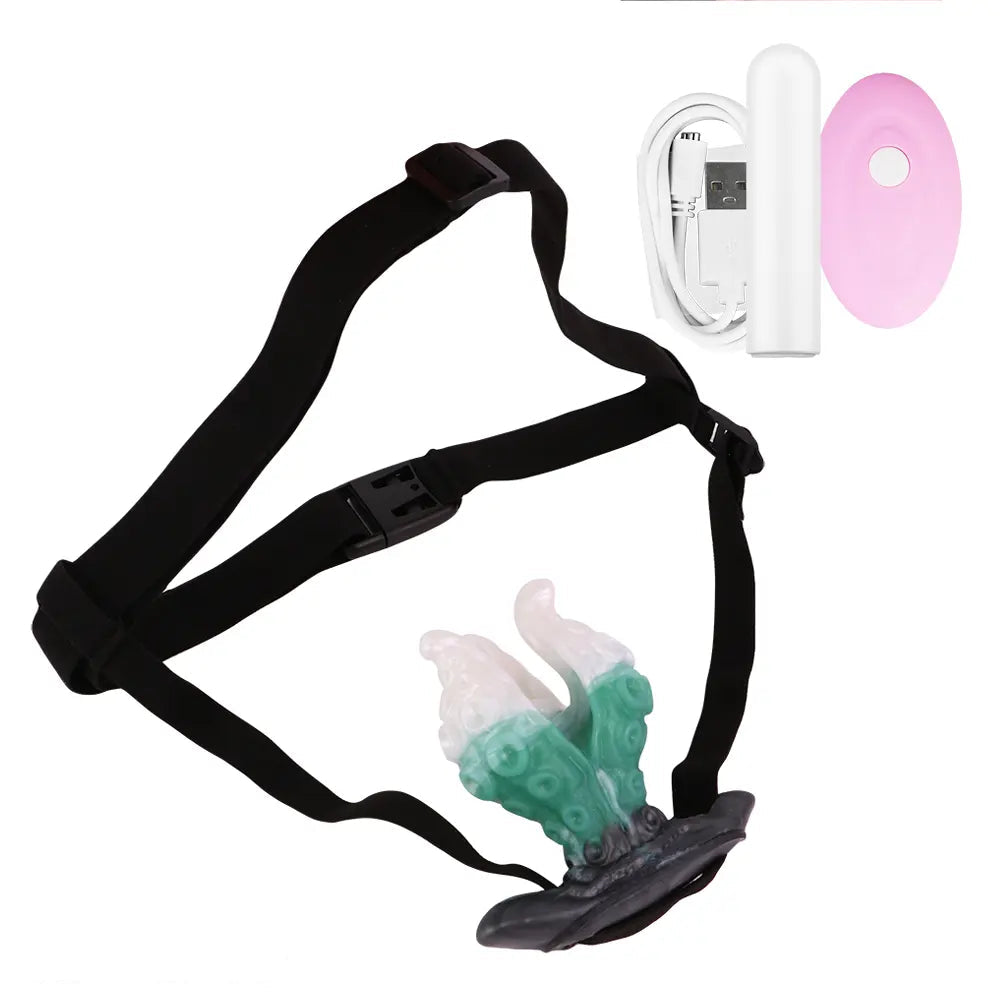 4.25in 5.15in 6.22in Fantasy Anchor Strap on Vibrating Mouth Gag Tentacle Dildo
