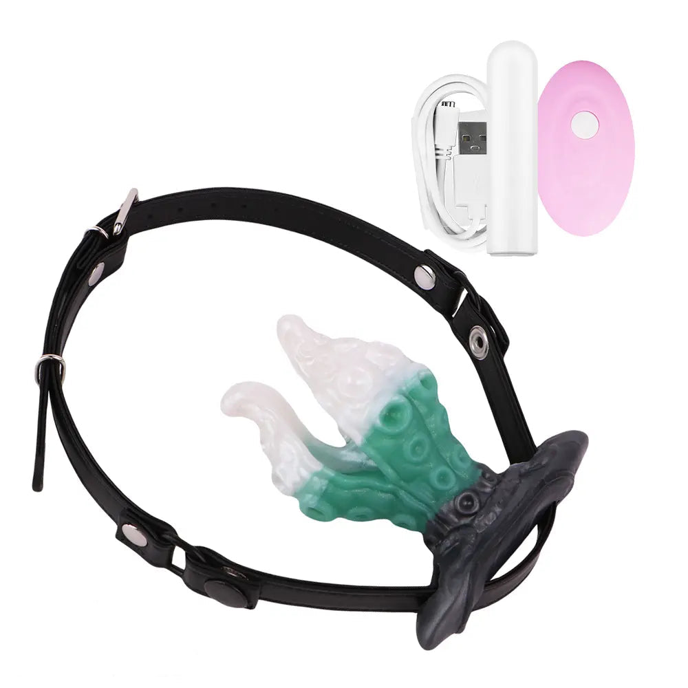 4.25in 5.15in 6.22in Fantasy Anchor Strap on Vibrating Mouth Gag Tentacle Dildo