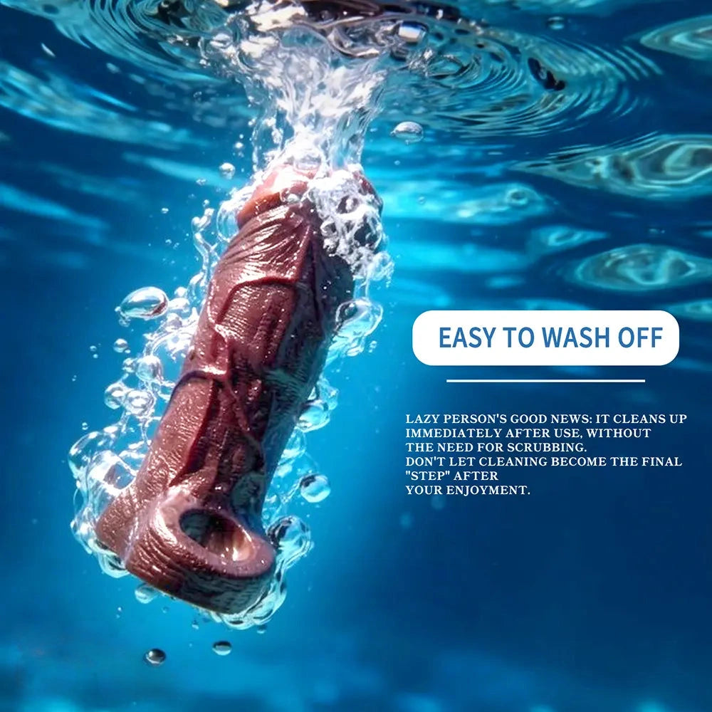 4.29in 4.96in 5.94in Soft Elastic Male Wearable Platinum Silicone Dildo Sleeve
