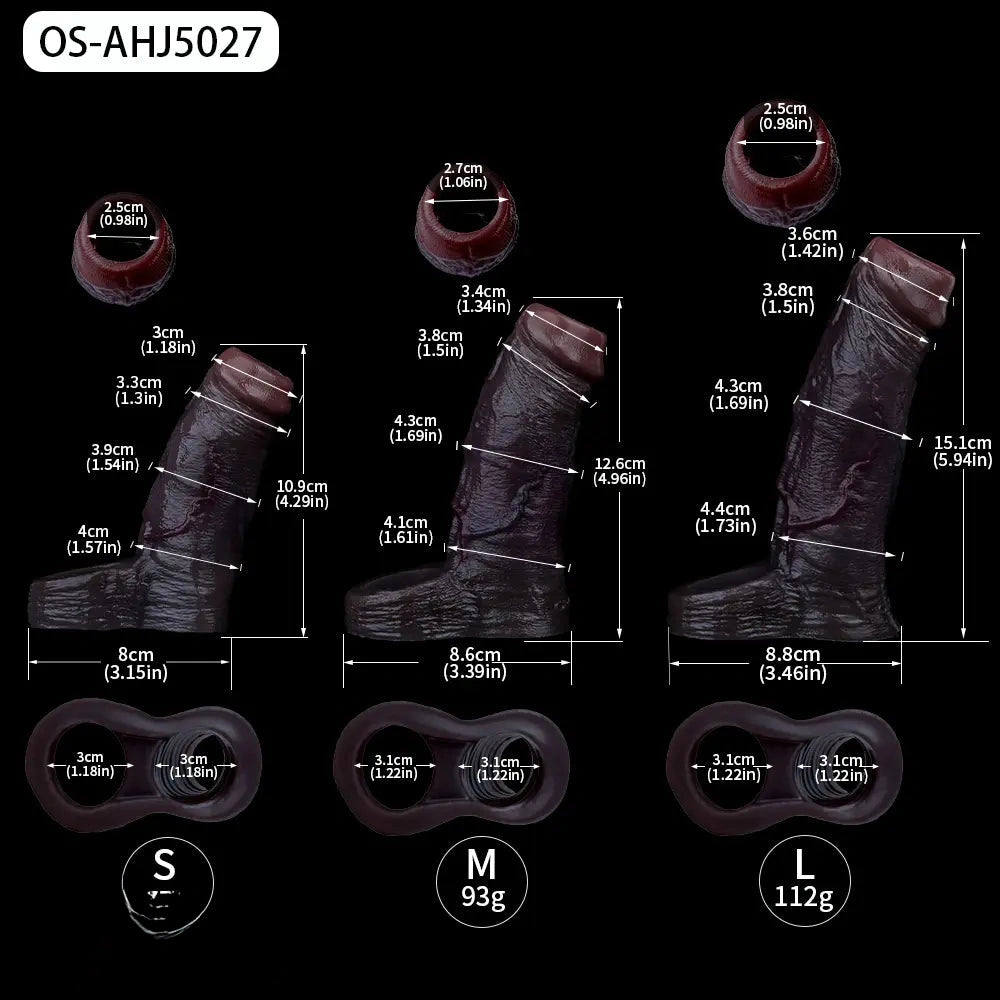 4.29in 4.96in 5.94in Soft Elastic Male Wearable Platinum Silicone Dildo Sleeve