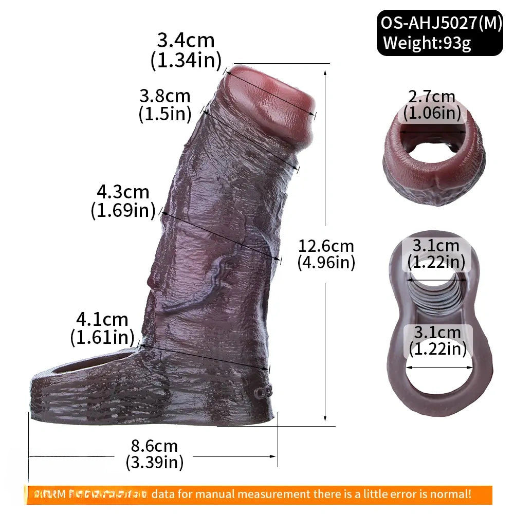 4.29in 4.96in 5.94in Soft Elastic Male Wearable Platinum Silicone Dildo Sleeve