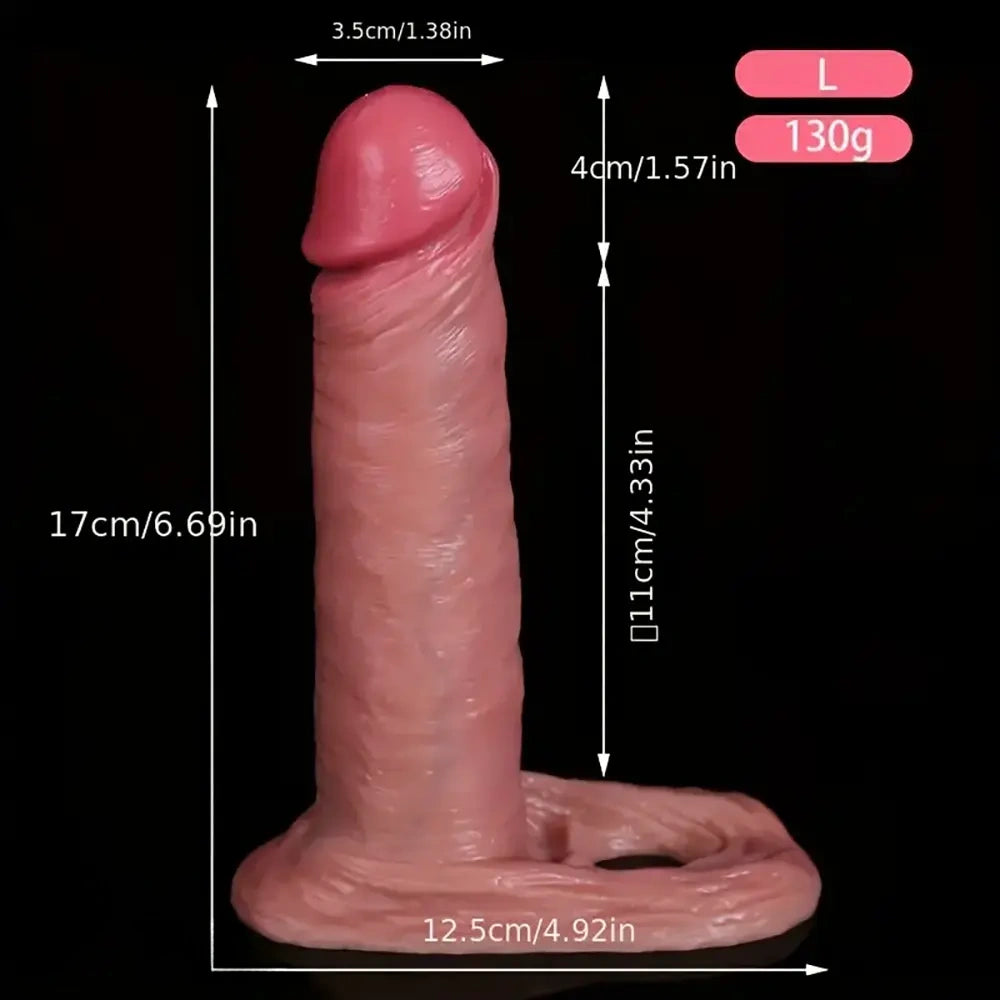 4.33in 5.31in 6.69in Soft Silicone Reusable Lifelike Cock Sleeve Dildo