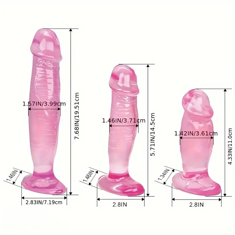 4.33in 5.71in 7.68in Crystal Clear Jelly Penis Transparent PVC Anal Mini Dildo