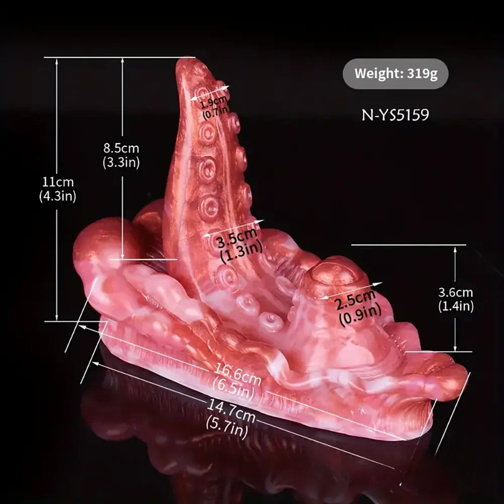 4.33in Small Octopus Tentacle Silicone Soft Dildo Penis Anal Expander
