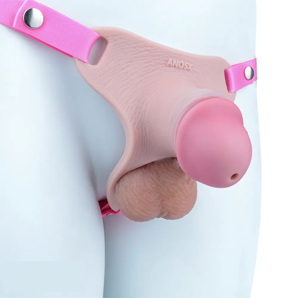 4.33in Strap on Chastity Dildo Wearable Realistic Cock Cage For Men Women