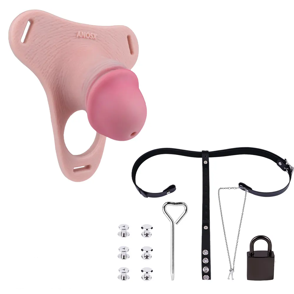 4.33in Strap on Chastity Dildo Wearable Realistic Cock Cage For Men Women