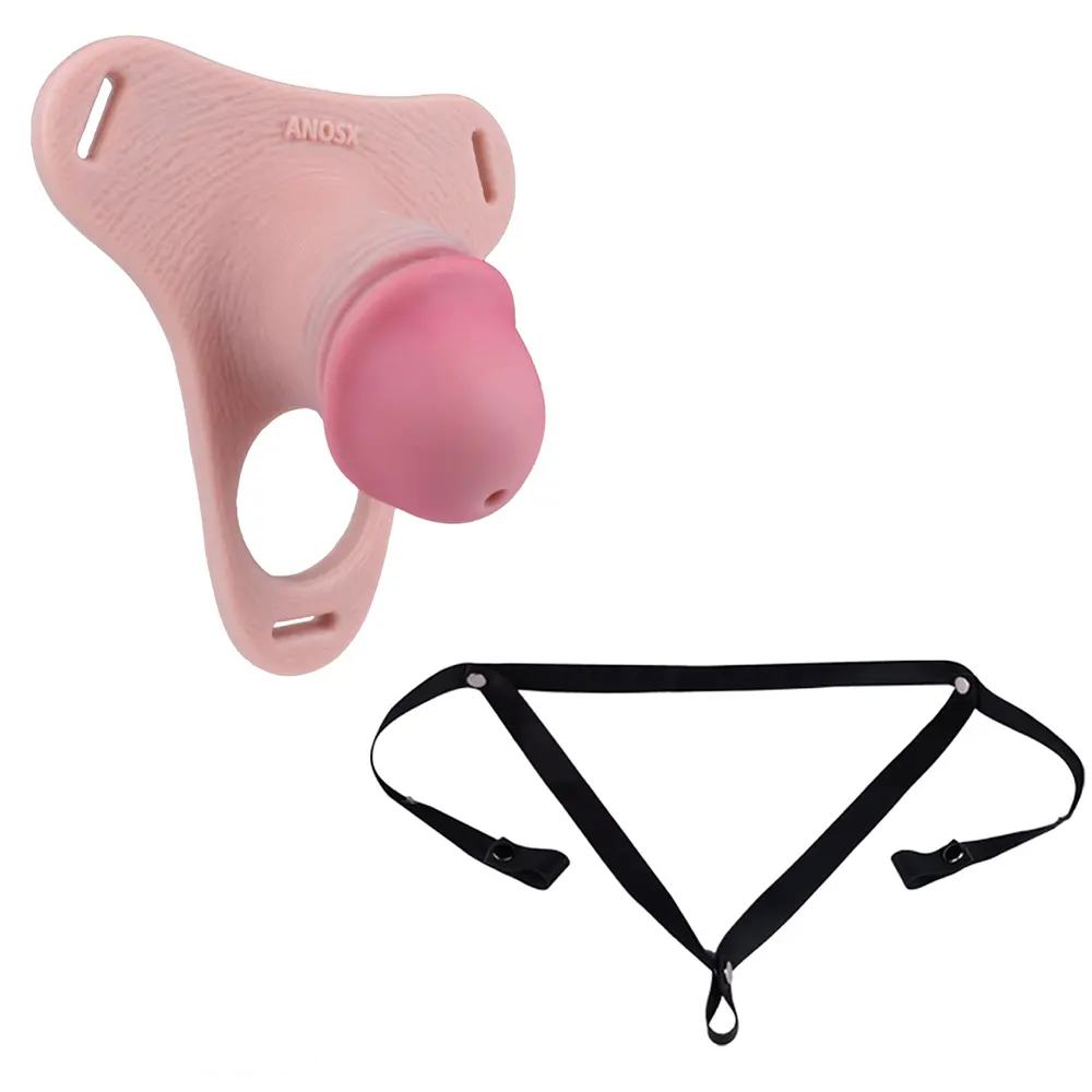 4.33in Strap on Chastity Dildo Wearable Realistic Cock Cage For Men Women