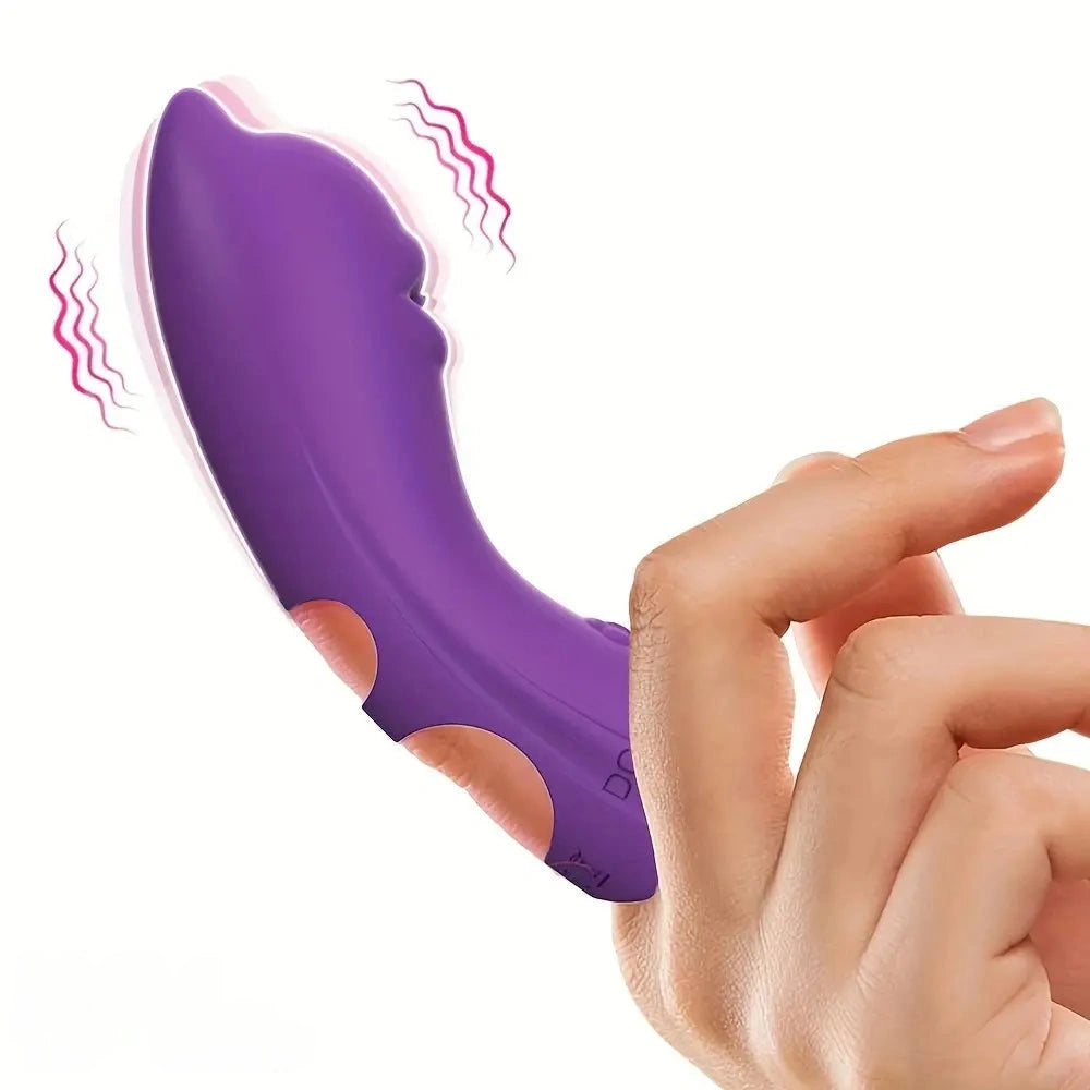 4.45in 10-Mode Vibrating Finger Dildo Portable Discreet Sex Toy For Women