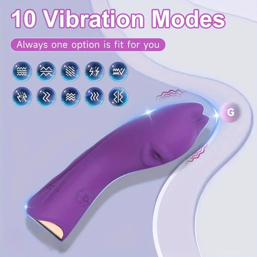 4.45in 10-Mode Vibrating Finger Dildo Portable Discreet Sex Toy For Women
