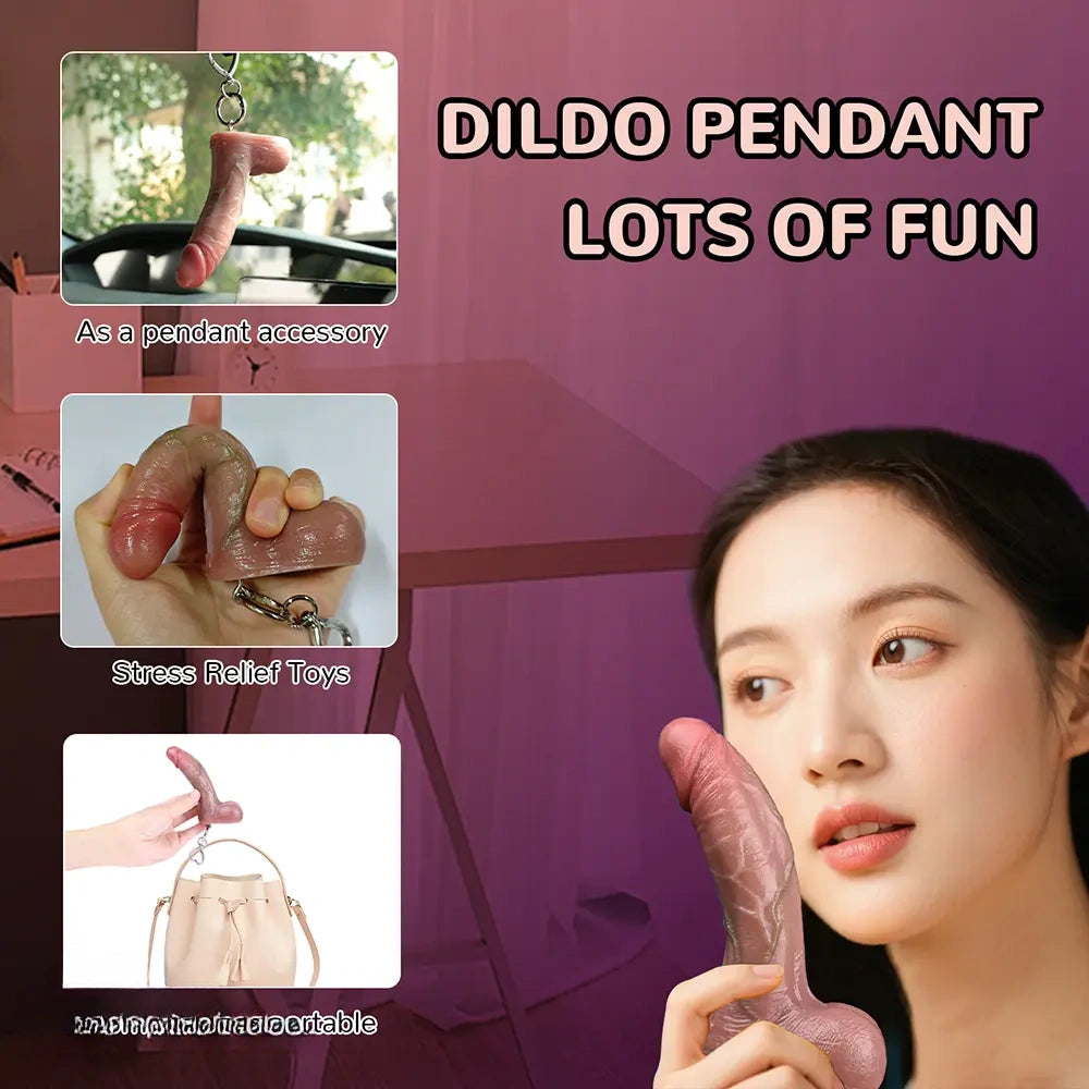4.45in Lifelike Silicone Soft Small Key Chain Dildo For Women Men Lesbians