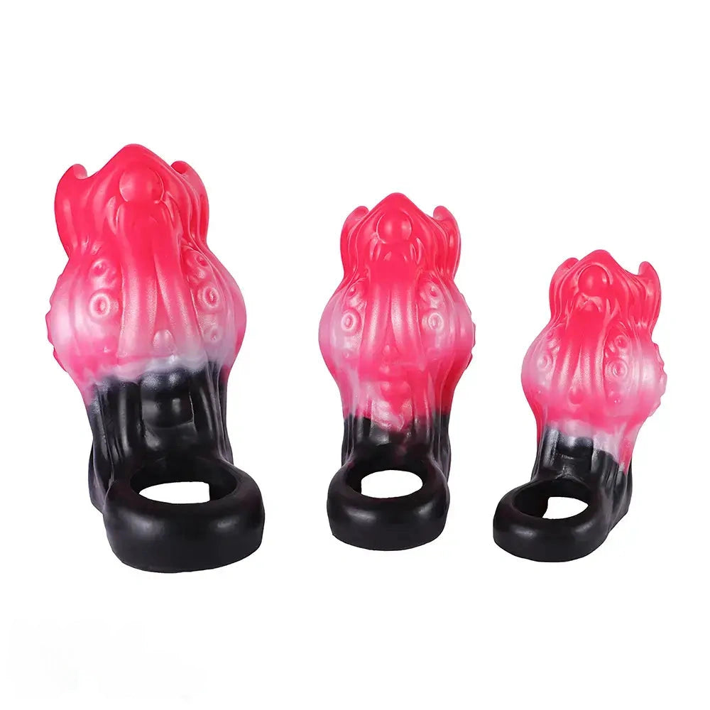 4.4in 5.11in 5.86in Fantasy Tentacle Silicone Dildo Sleeve Crown Top Design