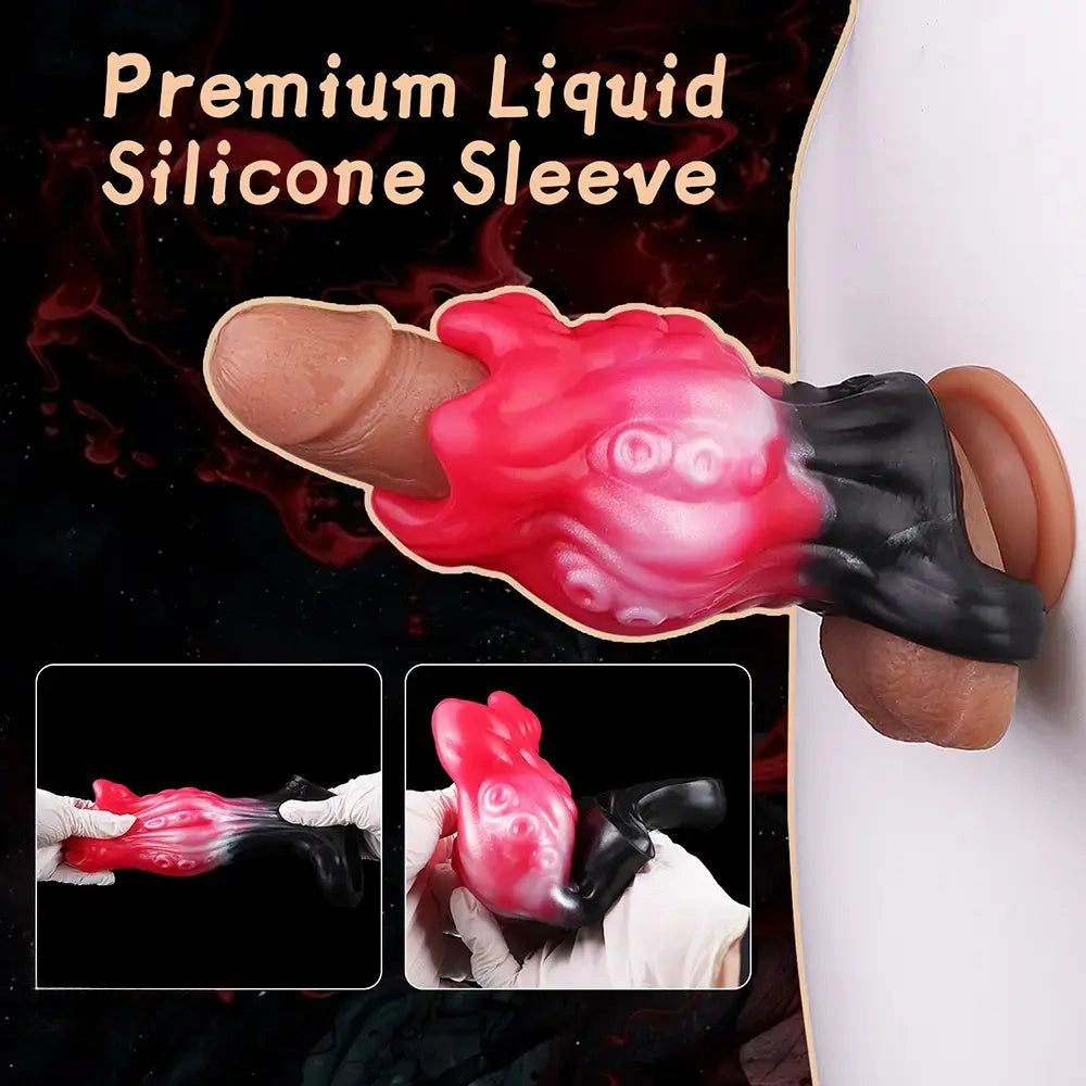 4.4in 5.11in 5.86in Fantasy Tentacle Silicone Dildo Sleeve Crown Top Design