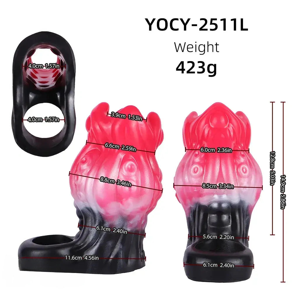 4.4in 5.11in 5.86in Fantasy Tentacle Silicone Dildo Sleeve Crown Top Design