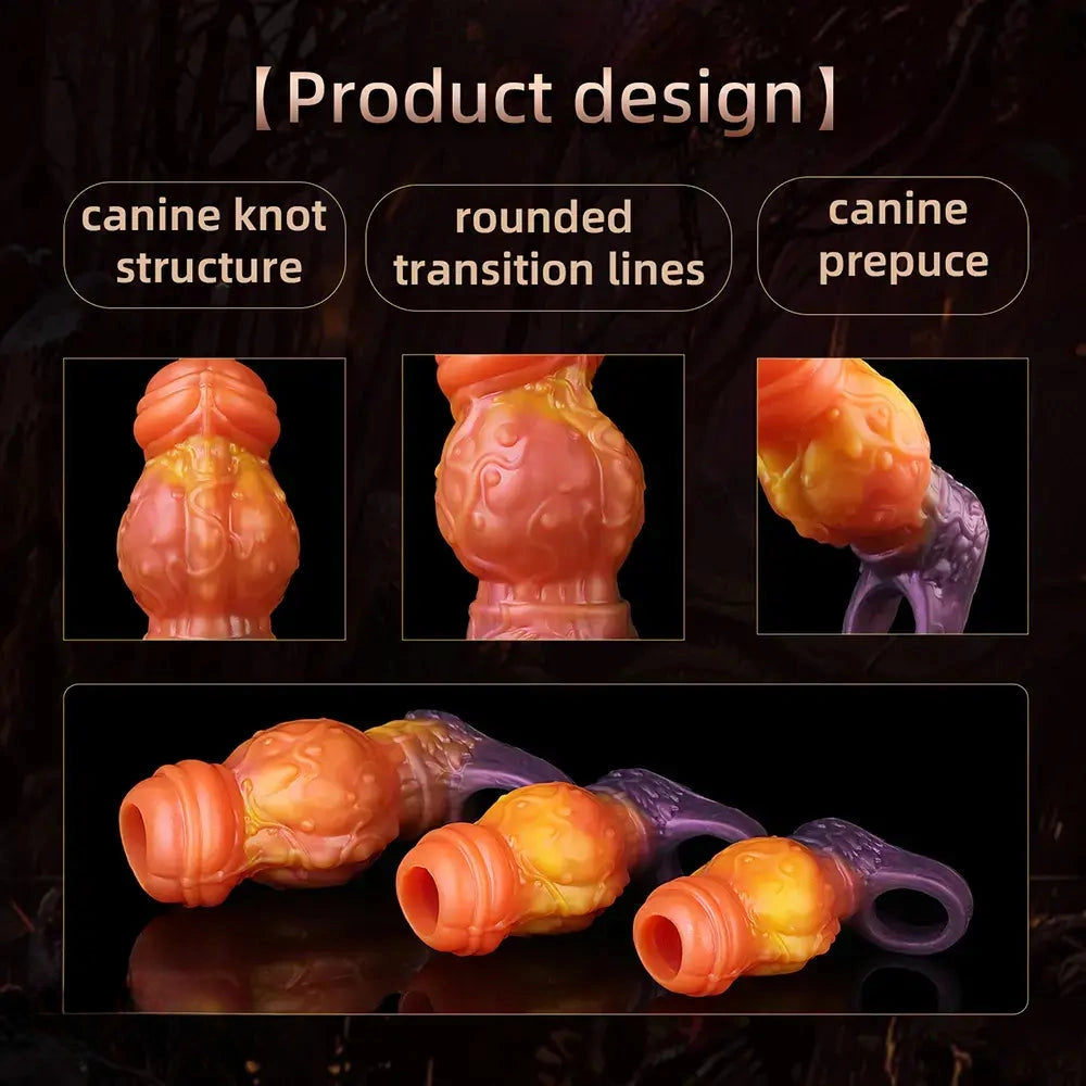 4.4in 5.27in 6.25in Dog Knot Monster Dildo Sleeve For Adult Couples