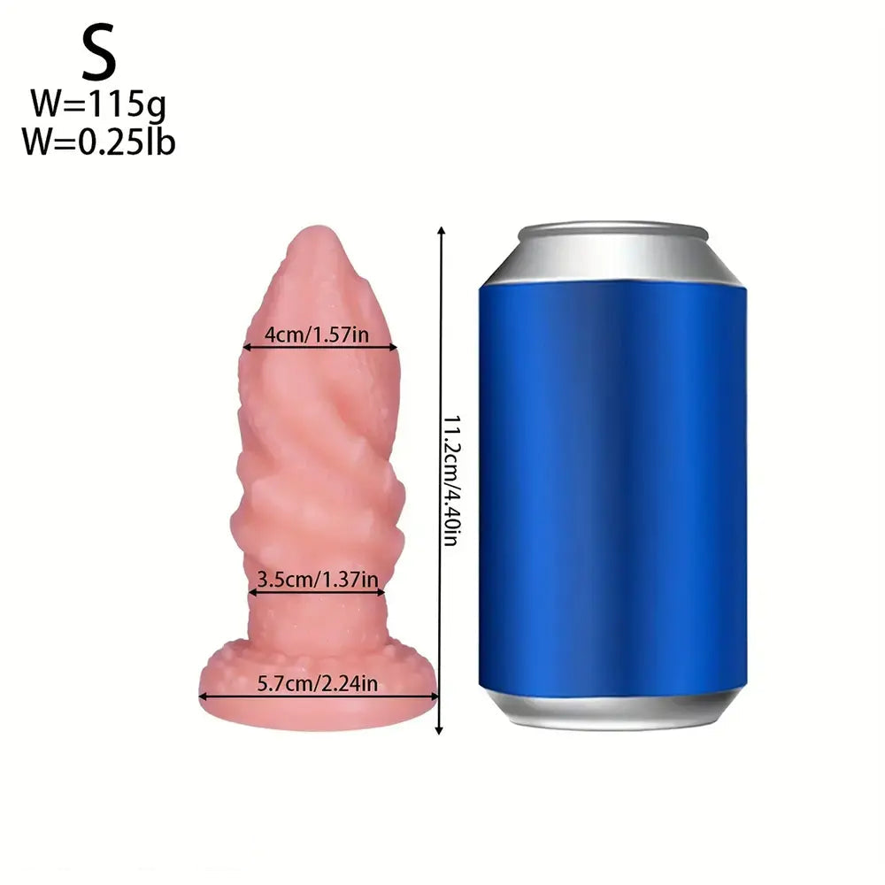 4.4in 5.51in 6.49in 7.67in PVC Anal Plug Fantasy Spiral Dildo With Suction Cup