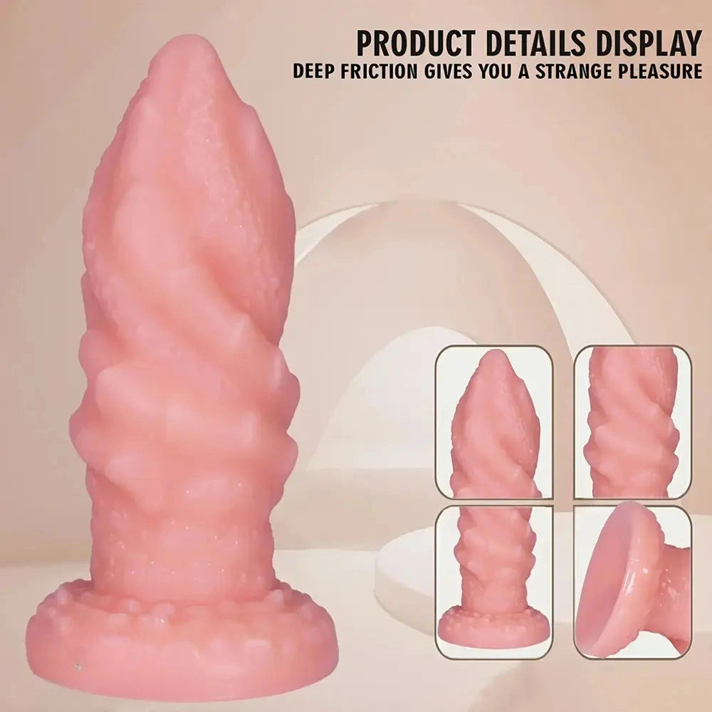 4.4in 5.51in 6.49in 7.67in PVC Anal Plug Fantasy Spiral Dildo With Suction Cup