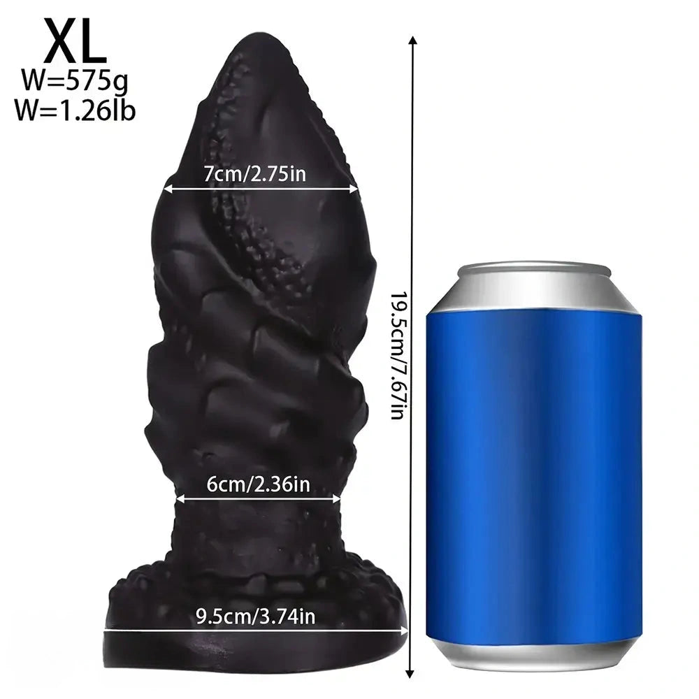 4.4in 5.51in 6.49in 7.67in PVC Anal Plug Fantasy Spiral Dildo With Suction Cup