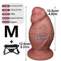 4.52in 5.31in 6.49in Realistic Strap on Thick Uncut Real Touch Soft Dildo
