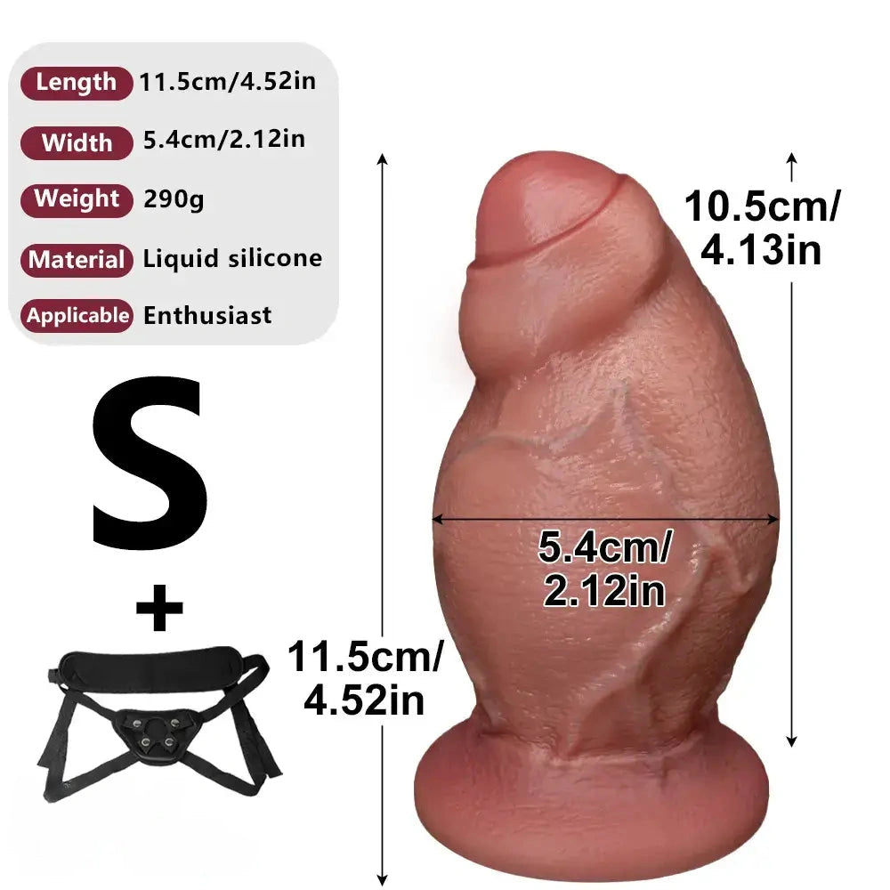 4.52in 5.31in 6.49in Realistic Strap on Thick Uncut Real Touch Soft Dildo