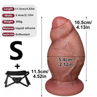 4.52in 5.31in 6.49in Realistic Strap on Thick Uncut Real Touch Soft Dildo