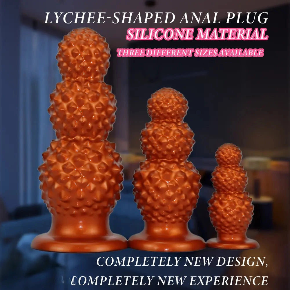 4.52in 6.73in 9.44in Lychee Shape Silicone Soft Butt Plug Dildo Penis Cock Toy