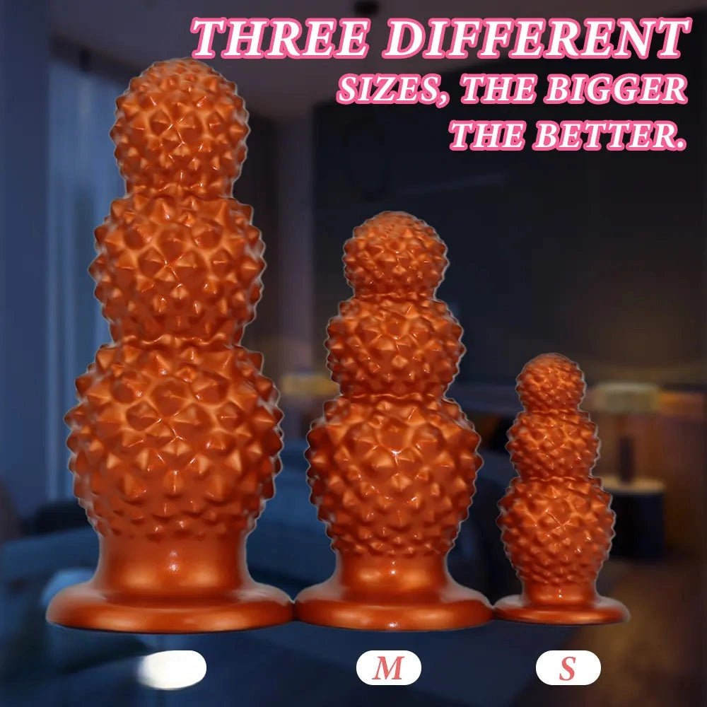 4.52in 6.73in 9.44in Lychee Shape Silicone Soft Butt Plug Dildo Penis Cock Toy