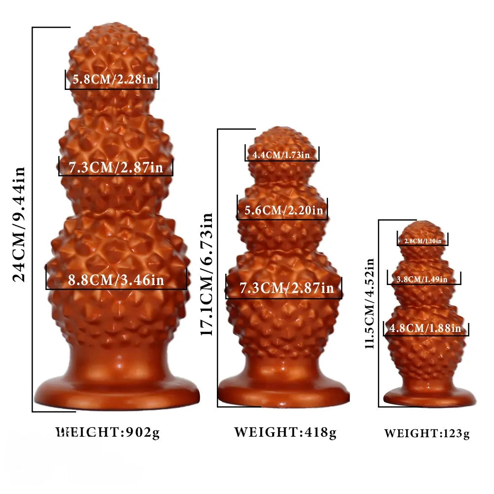 4.52in 6.73in 9.44in Lychee Shape Silicone Soft Butt Plug Dildo Penis Cock Toy