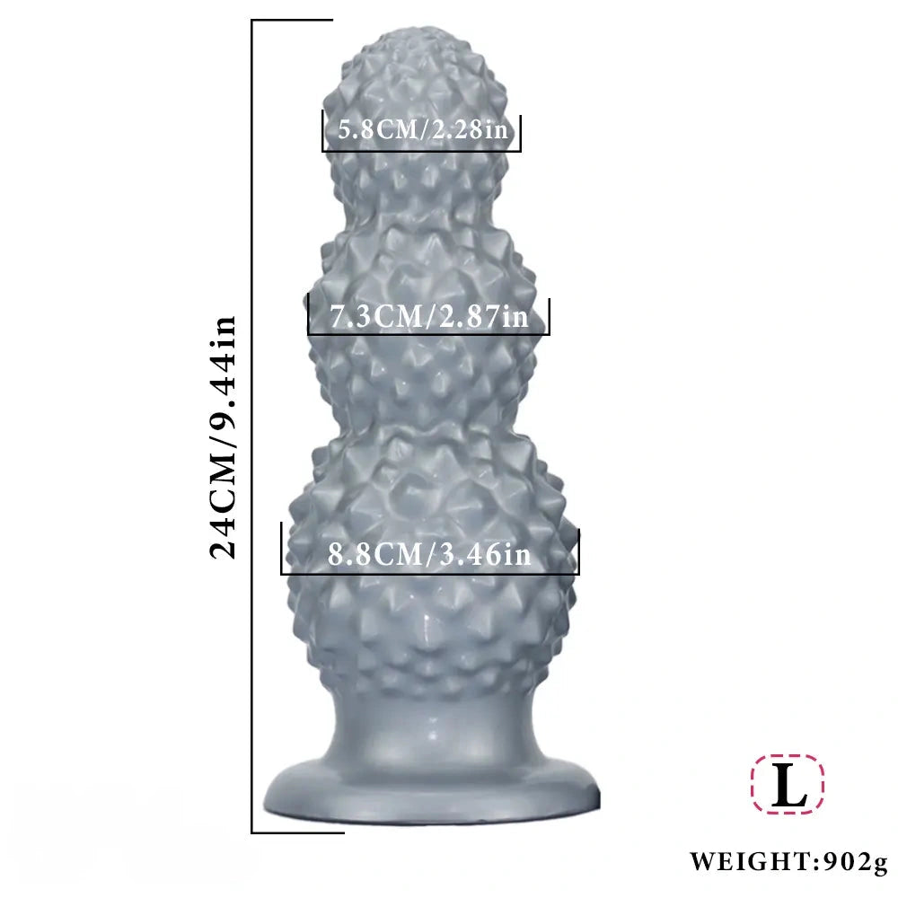 4.52in 6.73in 9.44in Lychee Shape Silicone Soft Butt Plug Dildo Penis Cock Toy