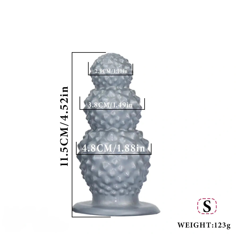 4.52in 6.73in 9.44in Lychee Shape Silicone Soft Butt Plug Dildo Penis Cock Toy