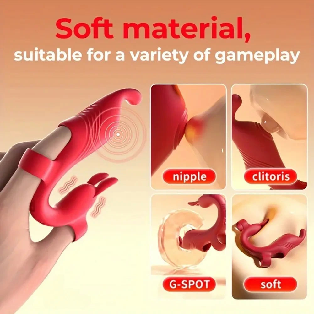 4.52in Rabbit Finger Stimulator 10 Vibration G-spot Mini Nipple Dildo