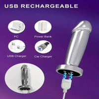 4.52in Stainless Steel Vibrating App Remote Control Dildo For Women Men