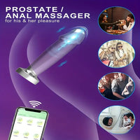4.52in Stainless Steel Vibrating App Remote Control Dildo For Women Men
