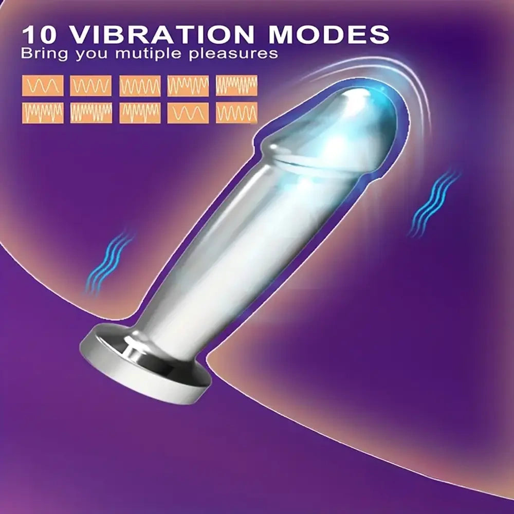 4.52in Stainless Steel Vibrating App Remote Control Dildo For Women Men