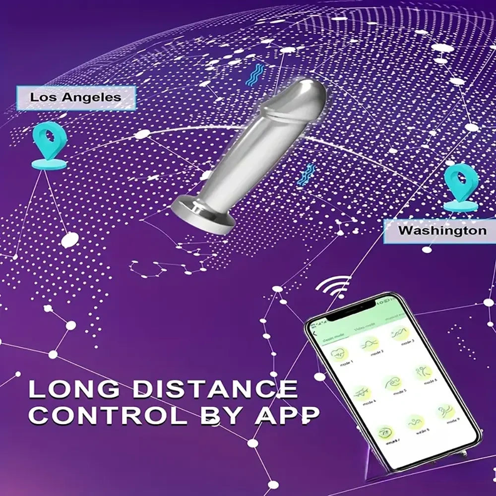 4.52in Stainless Steel Vibrating App Remote Control Dildo For Women Men
