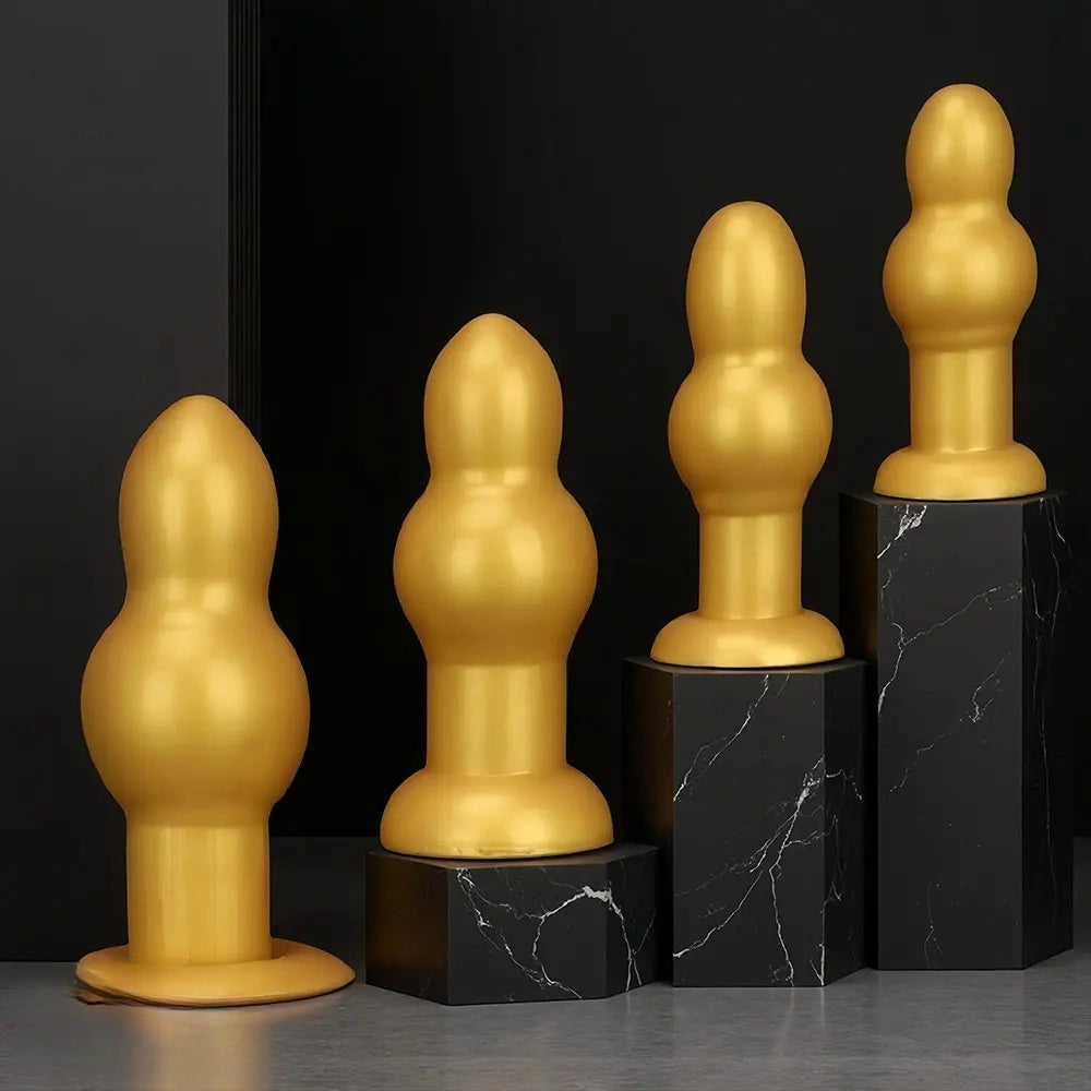 4.53in 5.12in 6.1in 7.48in Silicone Gold Calabash Brothers Alien Dildo
