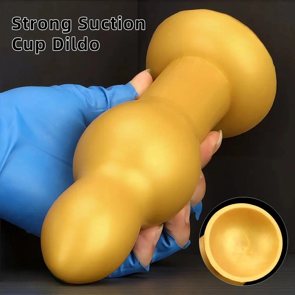 4.53in 5.12in 6.1in 7.48in Silicone Gold Calabash Brothers Alien Dildo