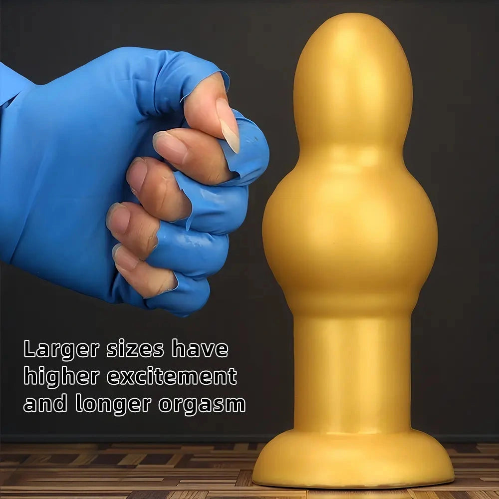 4.53in 5.12in 6.1in 7.48in Silicone Gold Calabash Brothers Alien Dildo