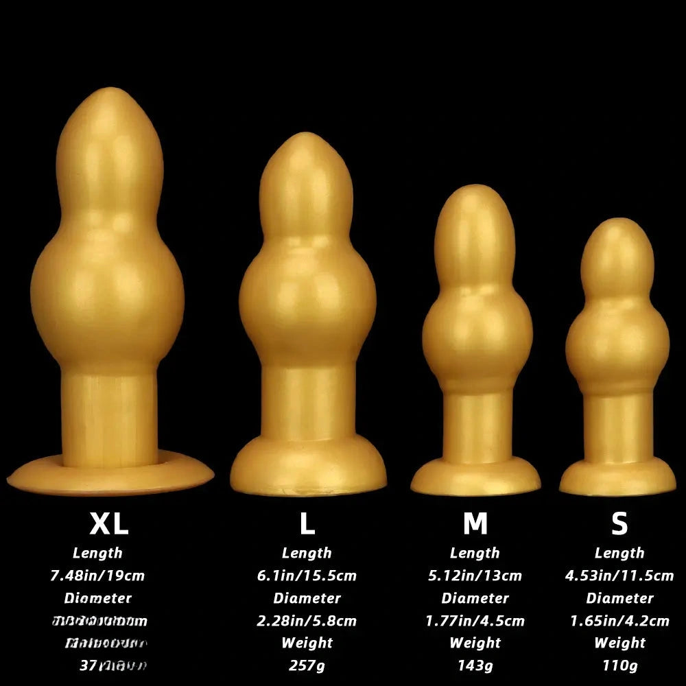 4.53in 5.12in 6.1in 7.48in Silicone Gold Calabash Brothers Alien Dildo
