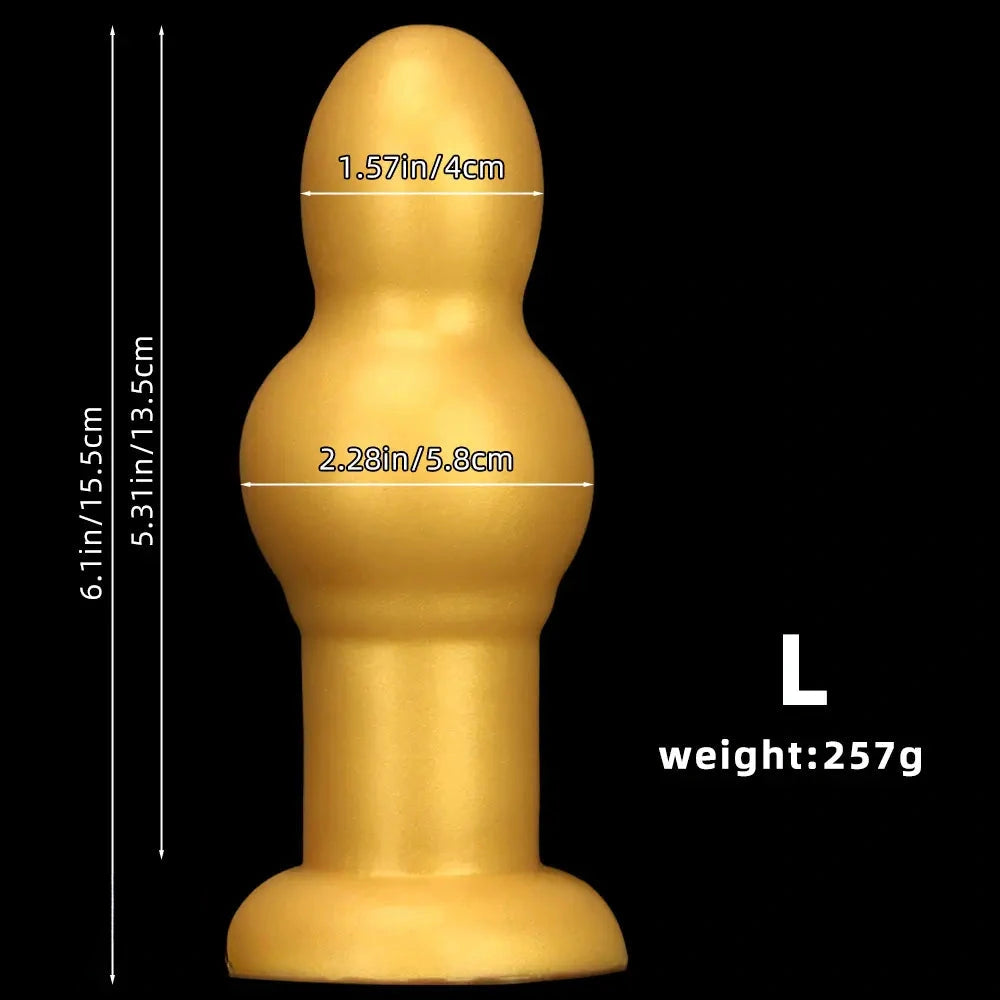 4.53in 5.12in 6.1in 7.48in Silicone Gold Calabash Brothers Alien Dildo