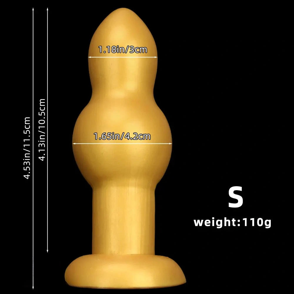 4.53in 5.12in 6.1in 7.48in Silicone Gold Calabash Brothers Alien Dildo