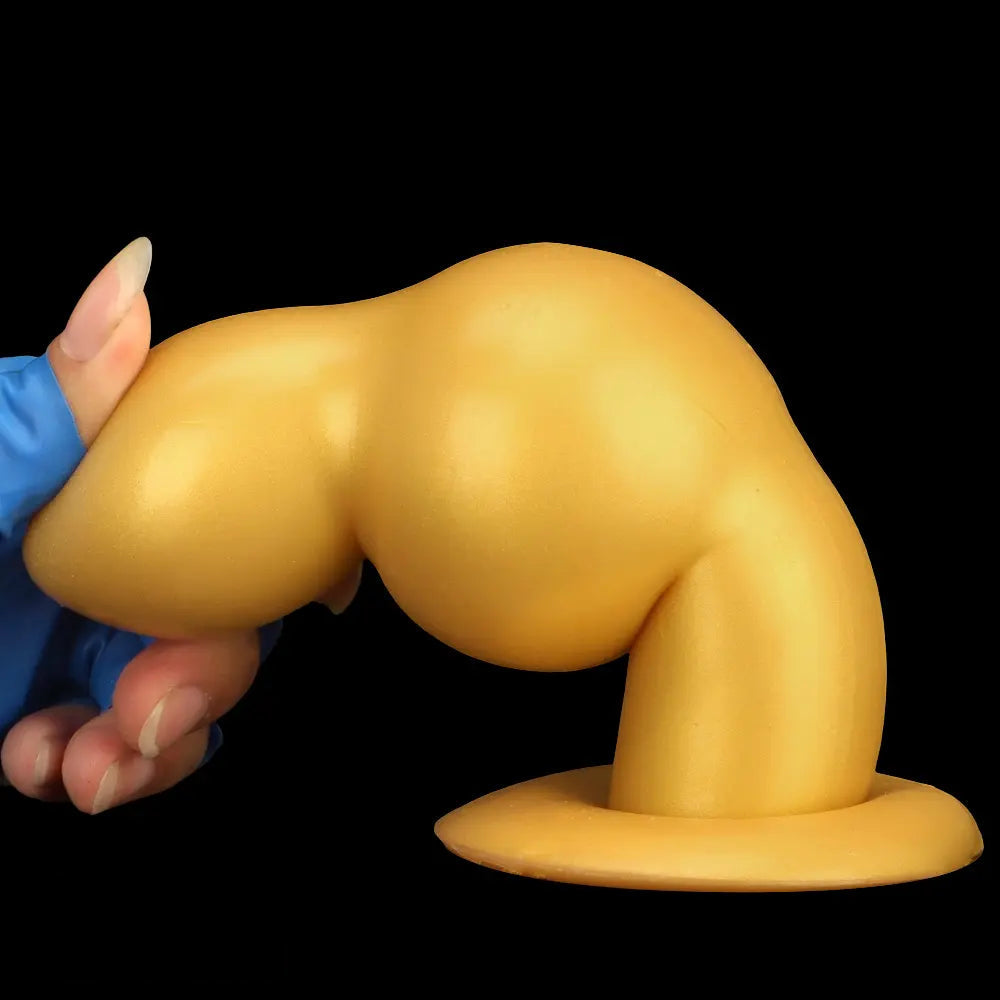 4.53in 5.12in 6.1in 7.48in Silicone Gold Calabash Brothers Alien Dildo