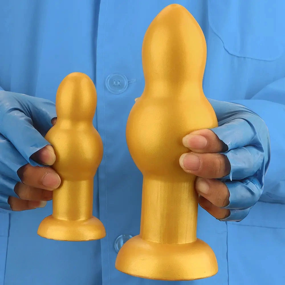 4.53in 5.12in 6.1in 7.48in Silicone Gold Calabash Brothers Alien Dildo