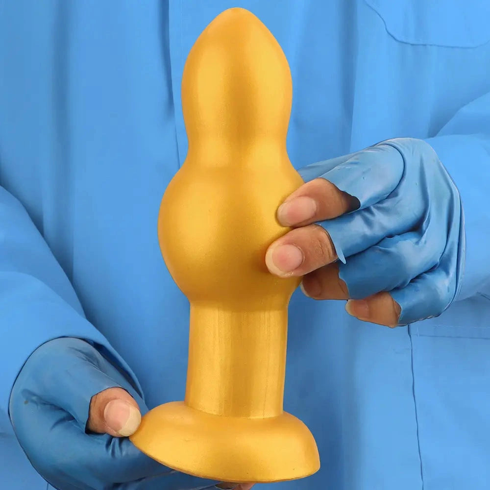 4.53in 5.12in 6.1in 7.48in Silicone Gold Calabash Brothers Alien Dildo