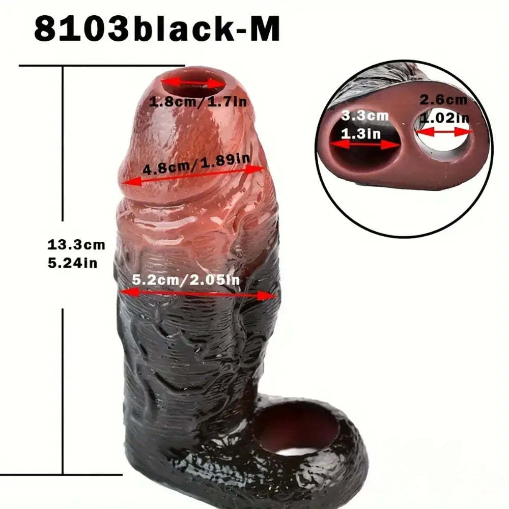 4.53in 5.24in 6.02in Silicone Soft Dildo Sleeve For Cock Enlargement