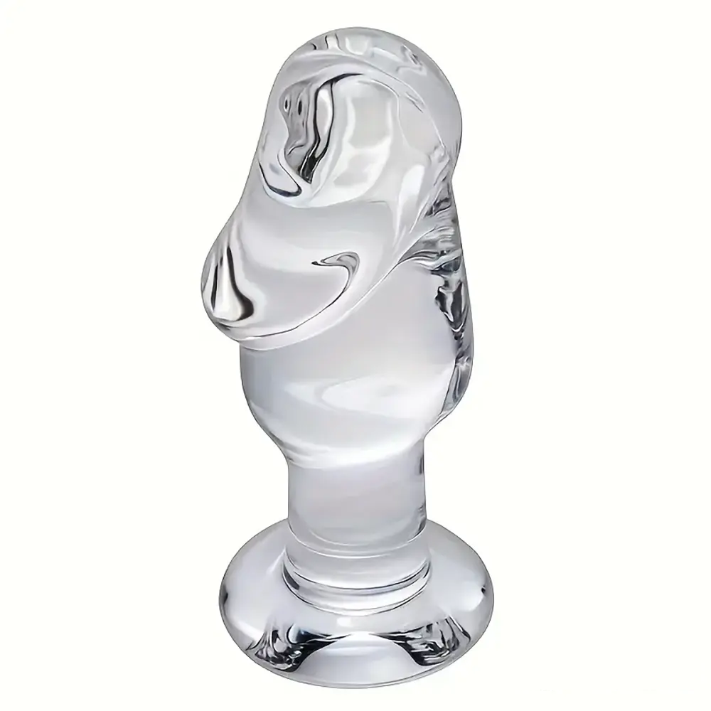 4.53in Clear Elegant Glass Crystal Dildo For Female Male With Base