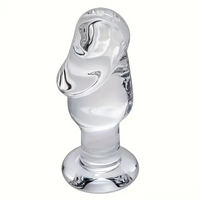 4.53in Clear Elegant Glass Crystal Dildo For Female Male With Base